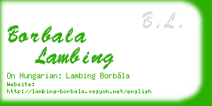 borbala lambing business card